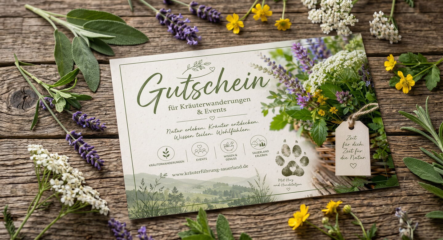 Gutschein verschenken für eine Kräuterwanderung, Kräuterführung oder ein Kräuter Event!